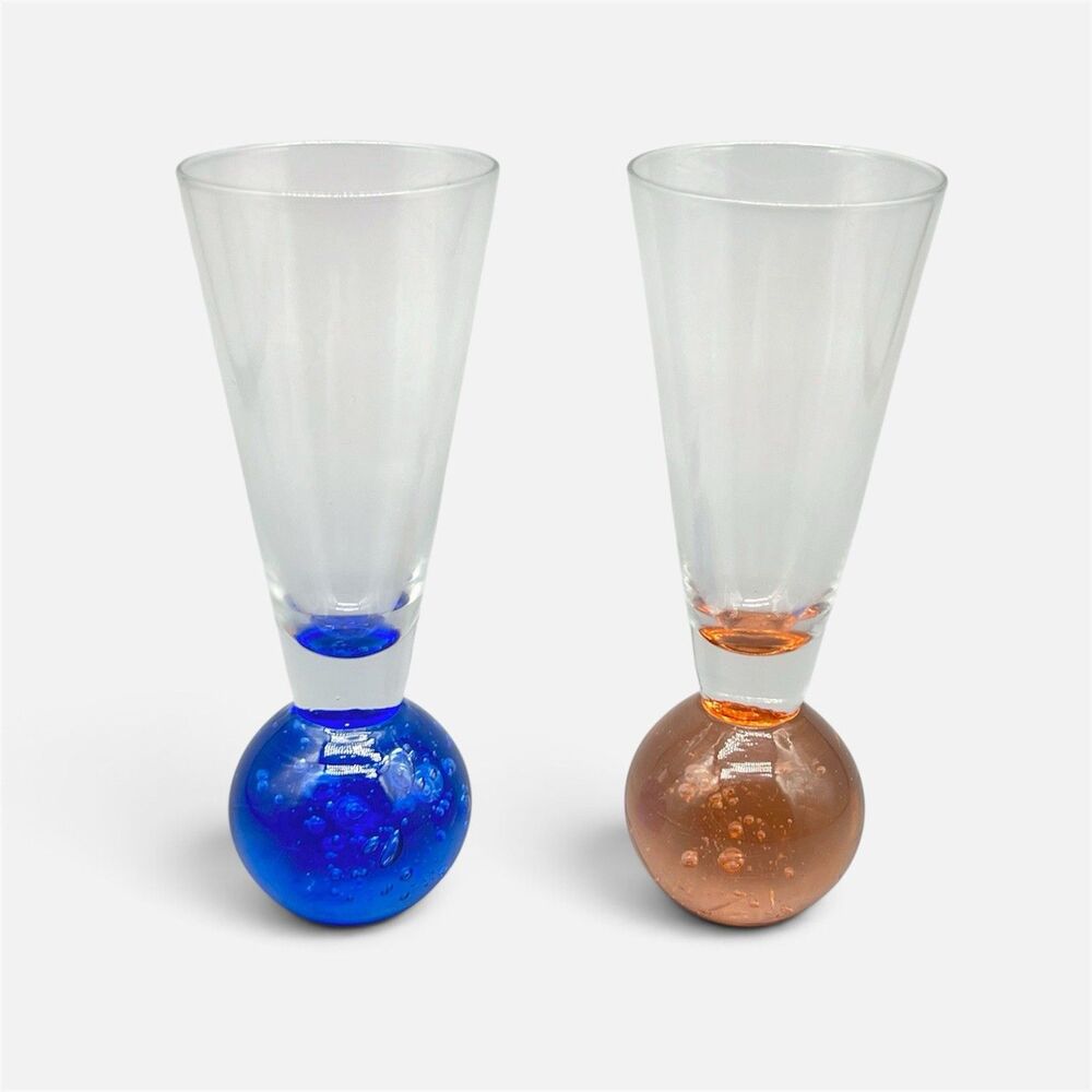VTG Controlled Bubble Cordial Shot Glass 4.5” Toothpick Bud Vase Ball Base MCM